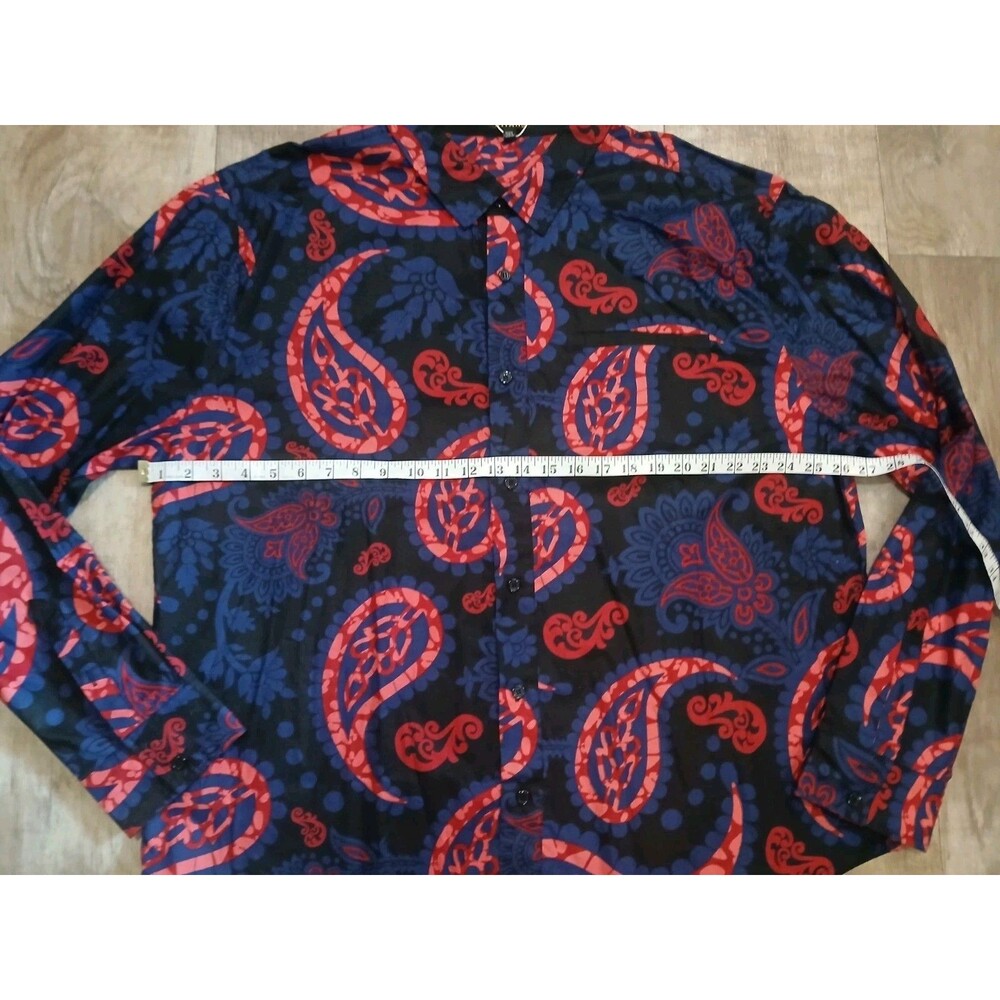 Diyanu Mens Tribal African Wear Paisley Print Button Up Long Sleeve Shirt 3XL - Picture 5 of 12